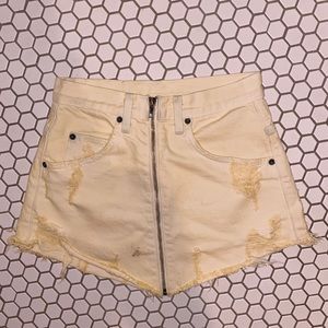Yellow jean skirt with zipper down front!